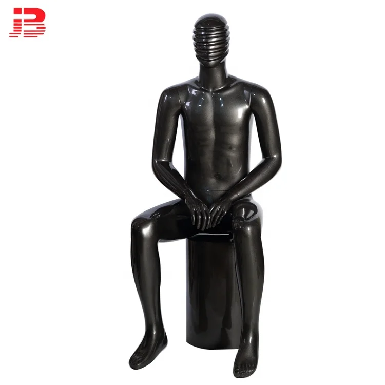 Realistic fiberglass sitting male mannequin with make up manufacture