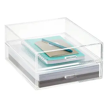 Crystal Clear Acrylic Letter Paper Storage Drawers Lucite Desk
