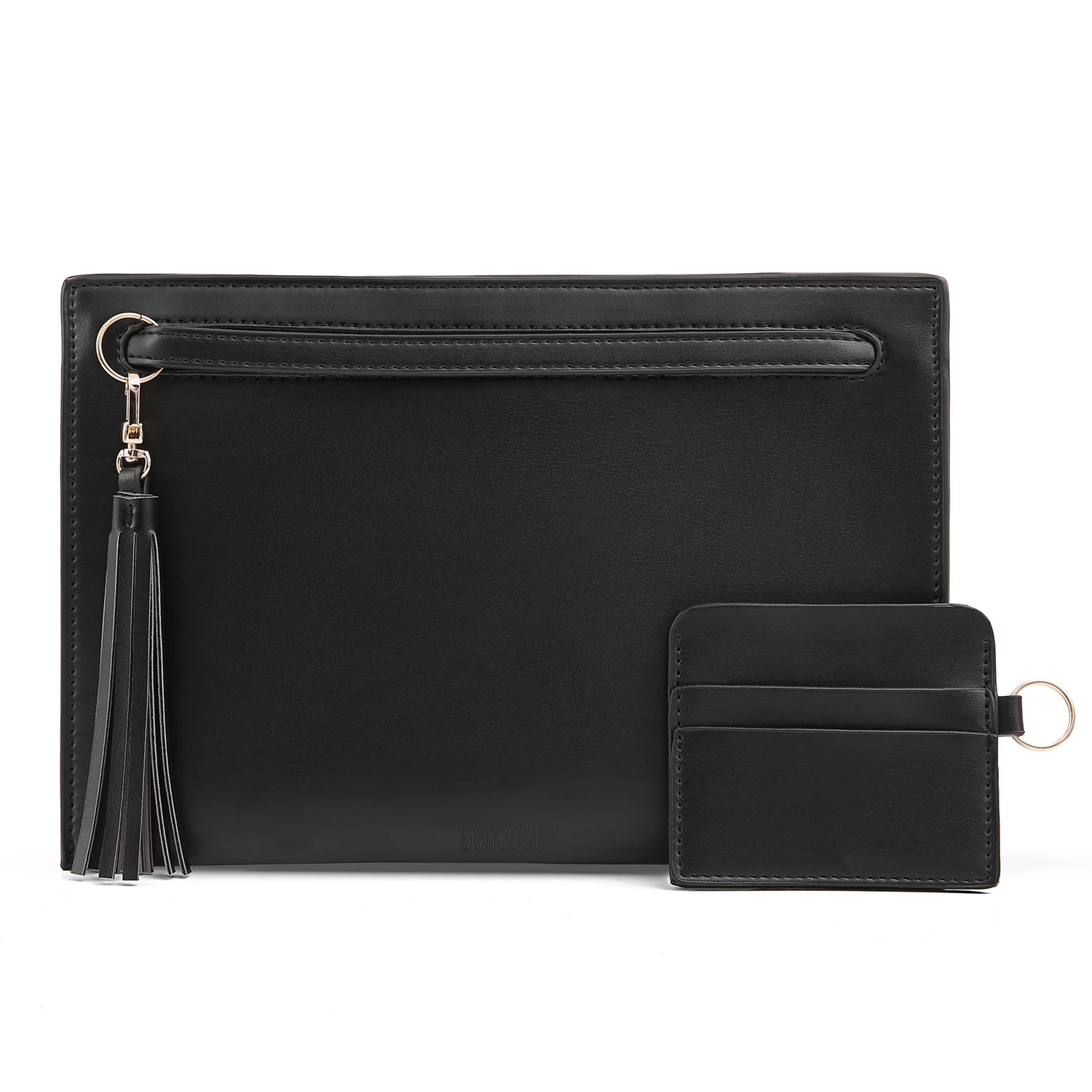 simple black clutch bag