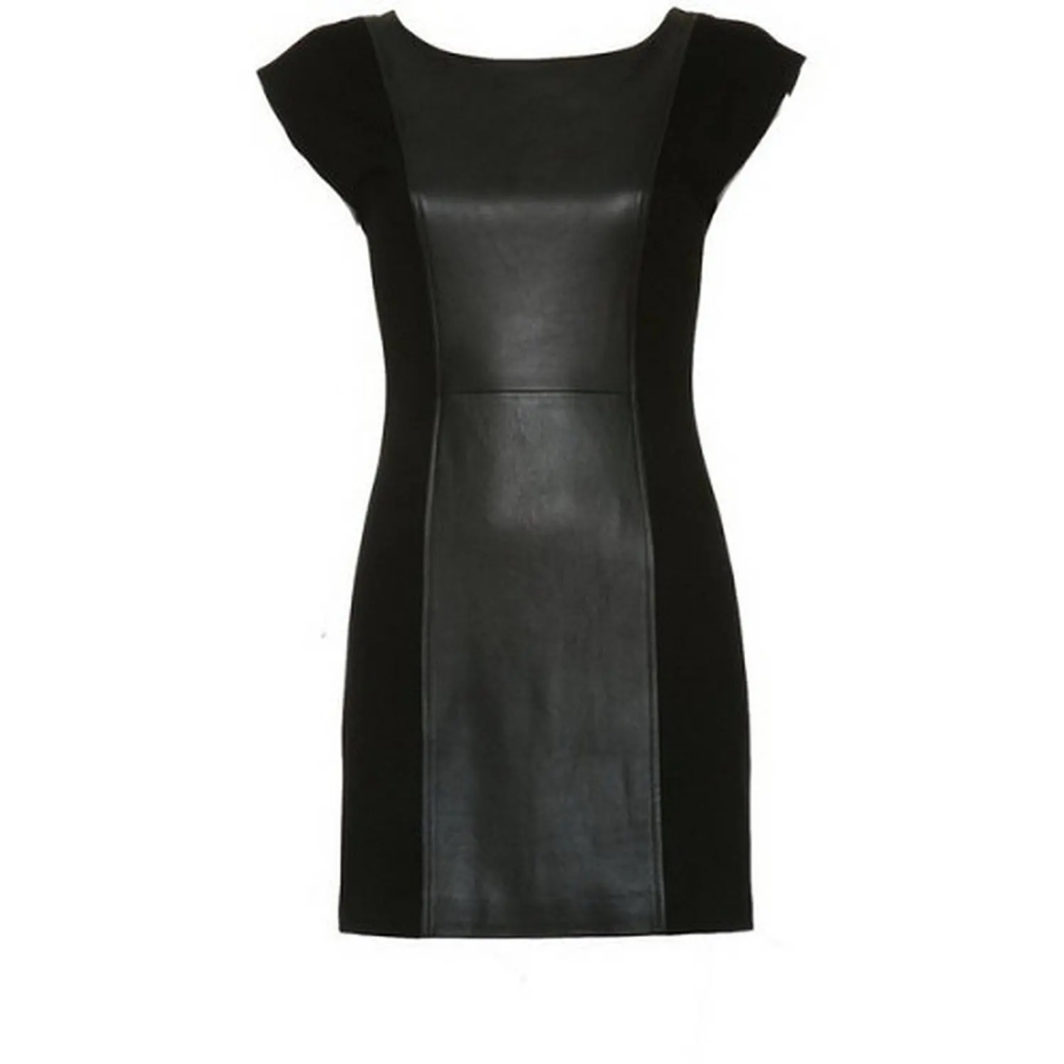 ALICE + OLIVIA Womens Ponte/Leather Lace Up Shift Dress Sz L Black 110407MS