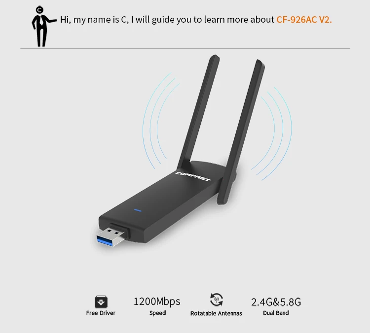 1200mbps Usb Wifi Wireless Network Adapter Android Wifi Wireless Dongle