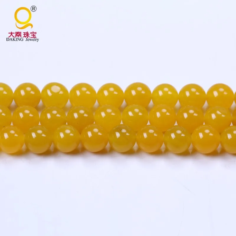 Mashan Jade Round Beads 6mm Yellow 60 Pcs Dyed  Gemstones DIY Jewellery Making