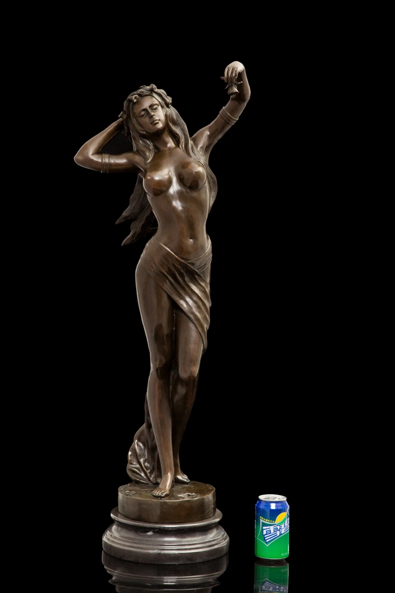 Beautiful Little Shy Girl Garden Statues Bronze Metal Garden Girl