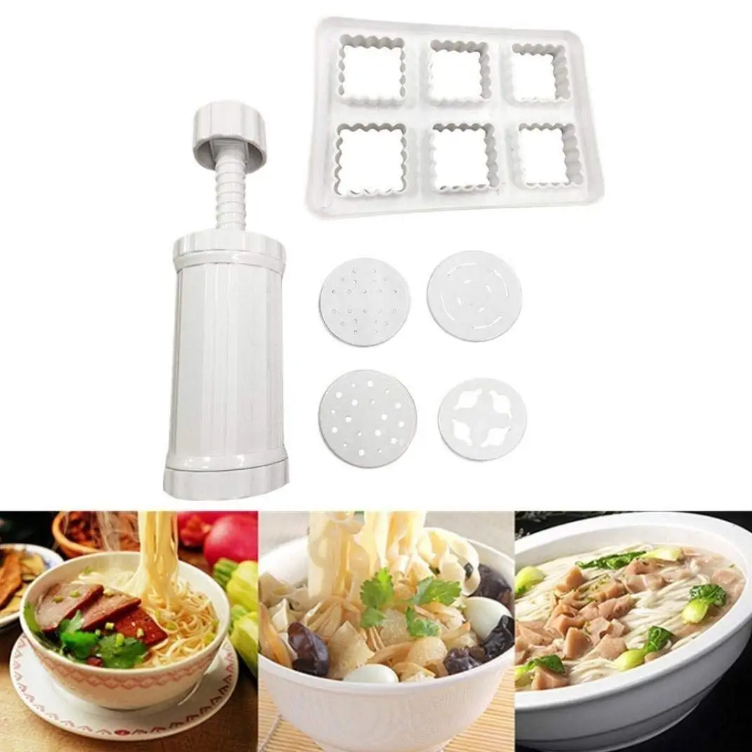 Pasta Maker Machine - Pasta Noodle Spaghetti Maker - DIY Noodles Maker Slicer - Manual Noodle Machine - Vegetable Spiralizer and Cutter - Kitchen Pasta Tool Juicer (white)