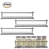 Elegant Spice Holder Rack For Cabinet or Wall Mount-Set of 4 Hanging Chrome Rack- Perfect Organizer For Kitchen Cabinet Cupboard