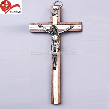huanan electroplate handmade wooden jesus crucifix for wooden