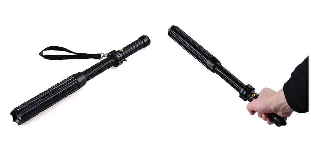 Safety Hammer Self Defense Strobe Flash Light Telescopic Baton Light