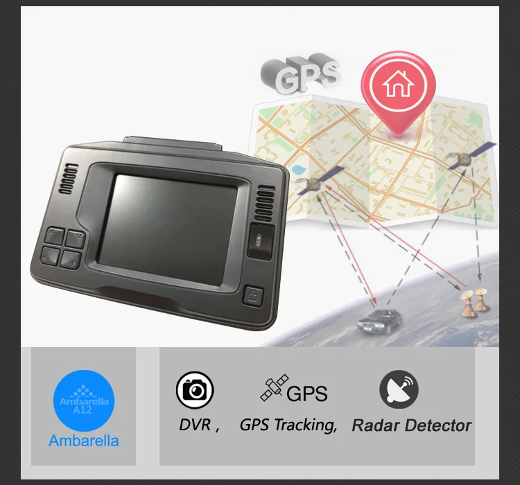 2.4 inch 3 in 1 Car Camera 1296P GPS Tracker Ambarella A12 Car VGR Video GPS Radar Detector