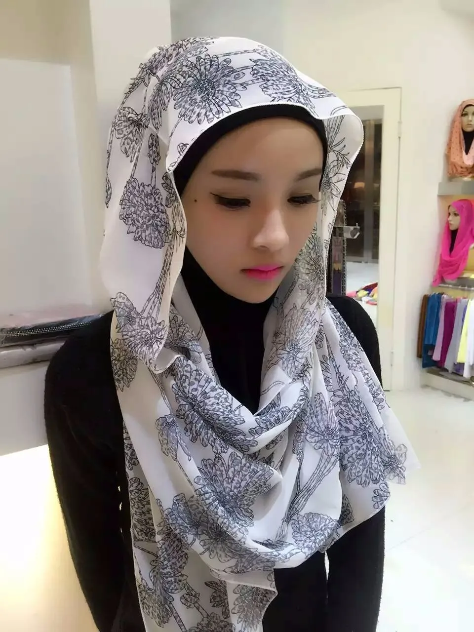 Syal Jilbab  Arab Hot Wanita  Muslim  Motif Hijab Sifon Buy 