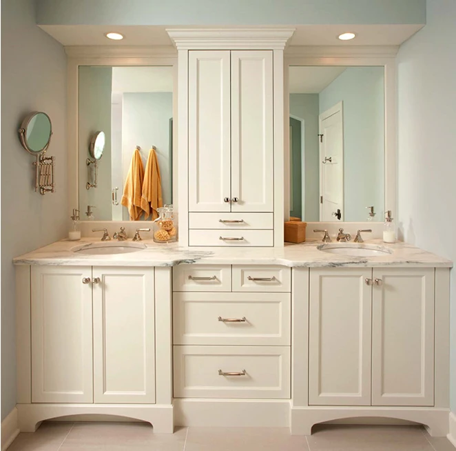Custom Classic Commercial Double Sink Bathroom Vanity Cabinet