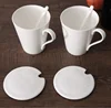 Wholesale fine bone china plain white funnel V shape ceramic mug with light weight with custom mug