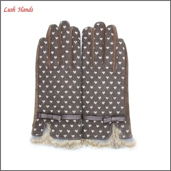 Lady's simple style spandex velvet warm gloves with supersoft polyester lining