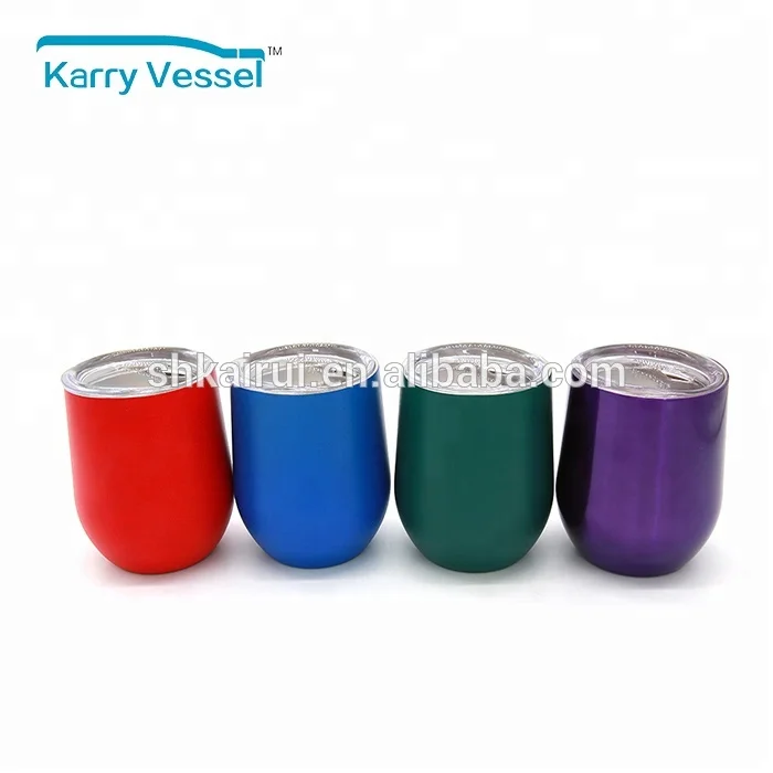 12oz Double Wall Insulated Stainless Steel Shatterproof Wine Tumbler With Sliding Lid