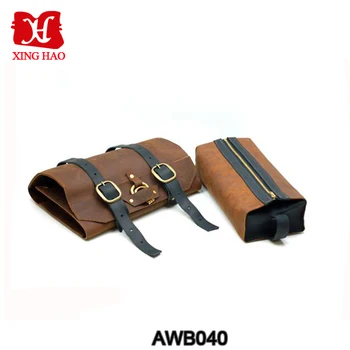 Hanging Leather Shaving Toiletry Roll Case Men Travel Wash Shaving Toiletry Roll Case Men Leather