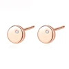 Small round simple design Fashion rose Gold Plated Bling Stud Earrings