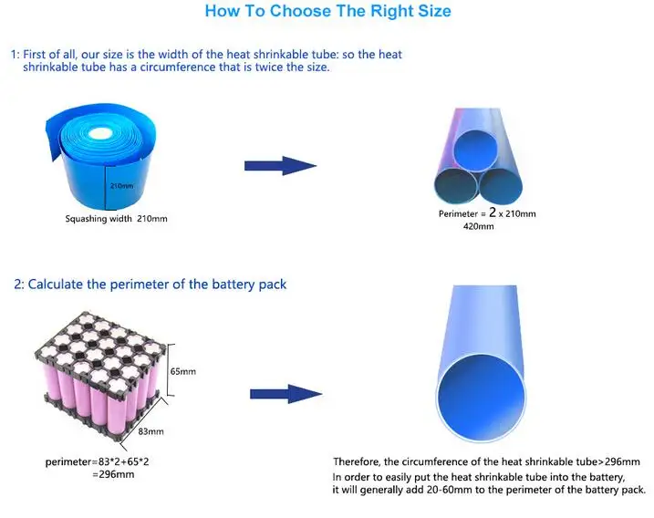 2M Length 30mm - 280mm Width 18650 Lithium Battery Heat Shrink Tube Li-ion Wrap Cover Skin PVC Shrinkable Film Tape Sleeves