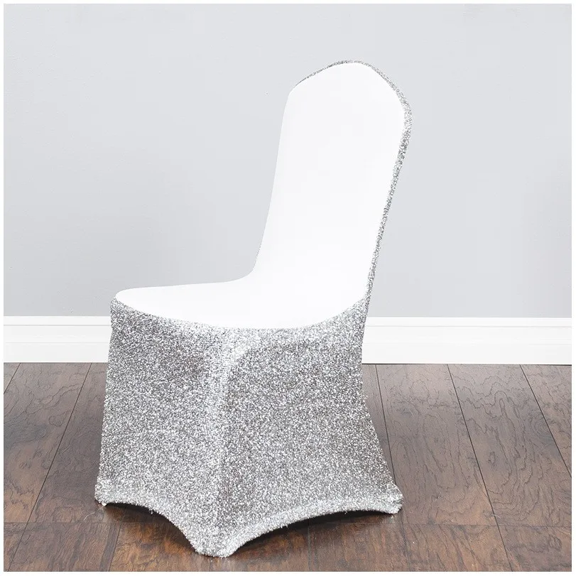 Glitter Chair Cover Elastic Stretch Sequin Chair Cover For Hotel