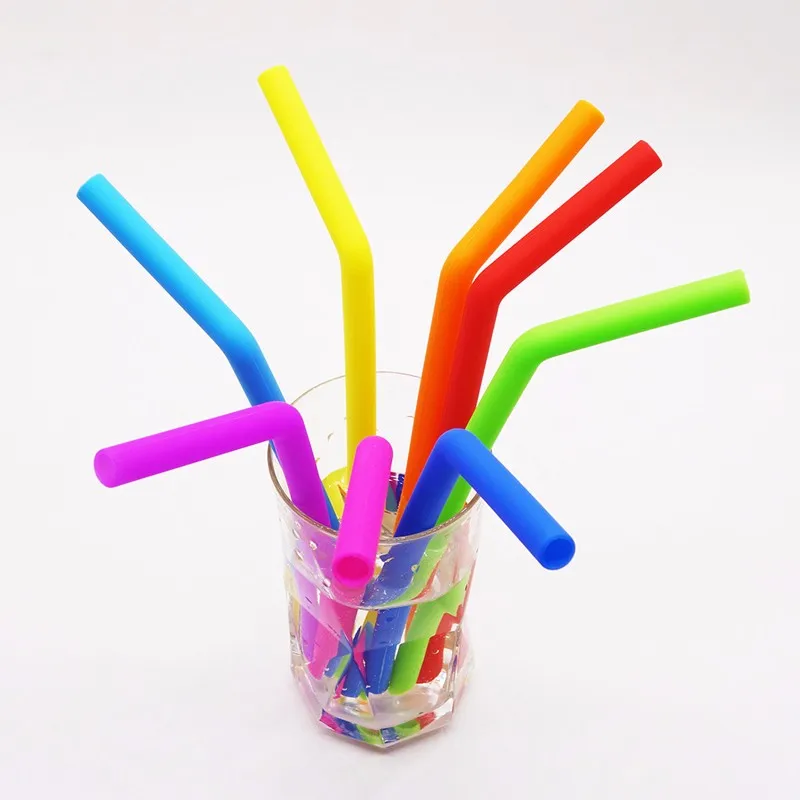 Extra Long Flexible Straws With Cleaning Brushes Reusable Silicone ...