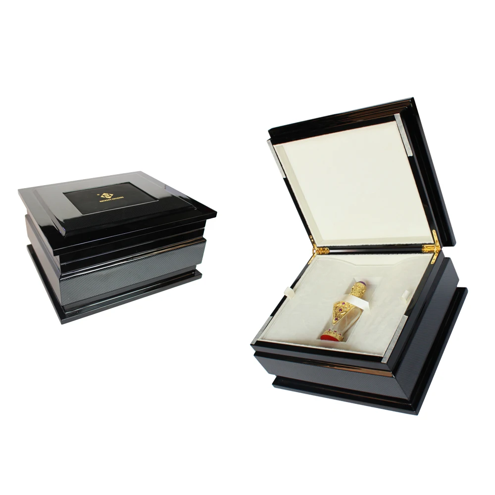 High-end Perfume Wooden Box Black Paint Double Layer Gift Box
