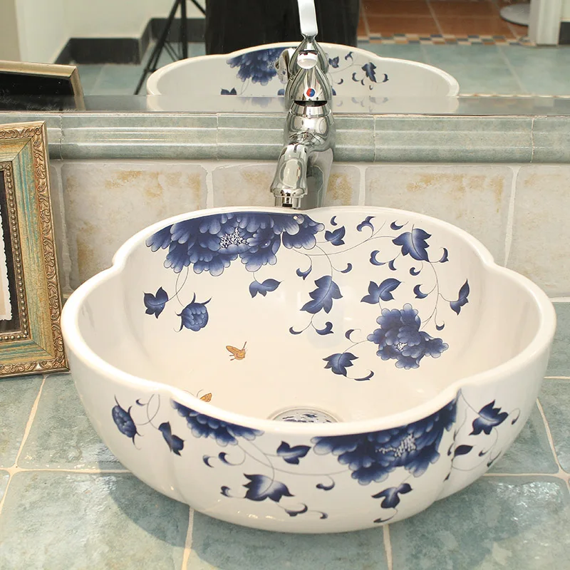 Oriental Hand Painted Ceramic Bathroom Vessel Sinks For Hotel Oriental Hand Painted Ceramic Bathroom Vessel Sinks For Hotel