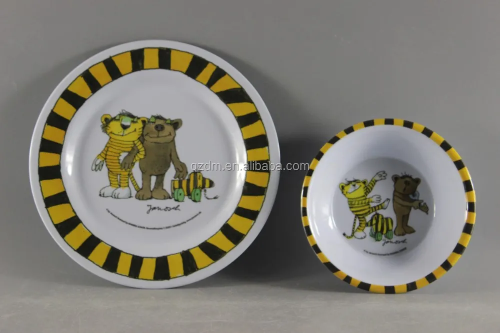2017 Hot Sale Melamine Kids Plate And Bowl Sets For Promotion