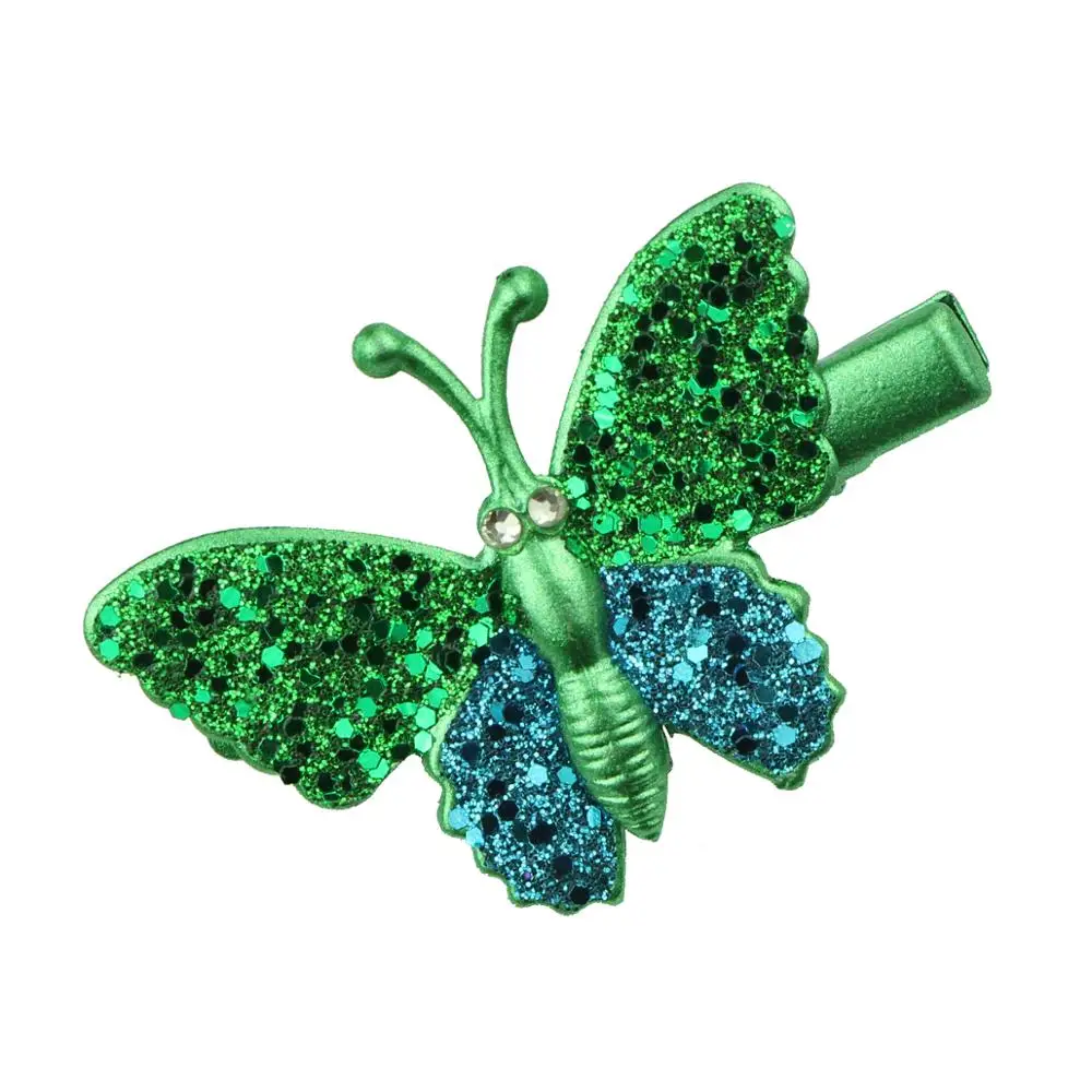 黄金水钻闪光蝴蝶短吻鳄发夹发夹女孩头发配件批发在工厂价格 6493