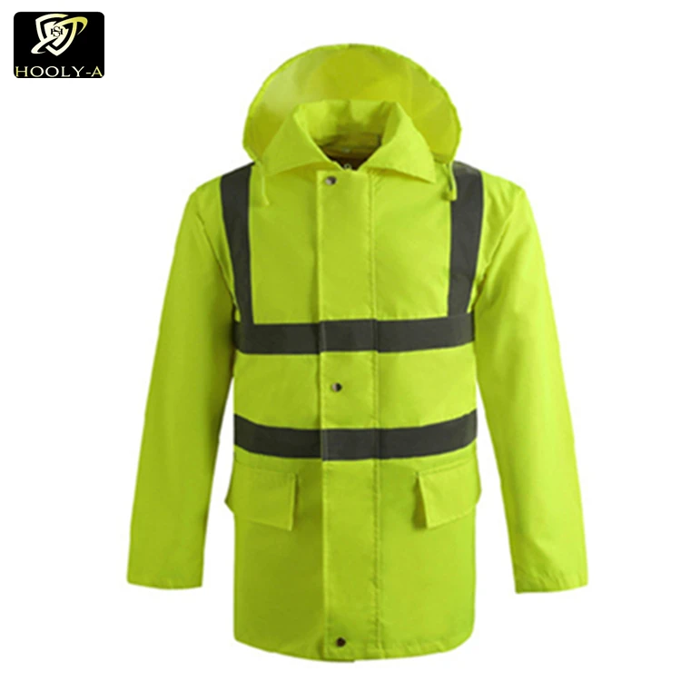 High Visible Two Tone Reflective Strip Waterproof Safety Rain Coat ...