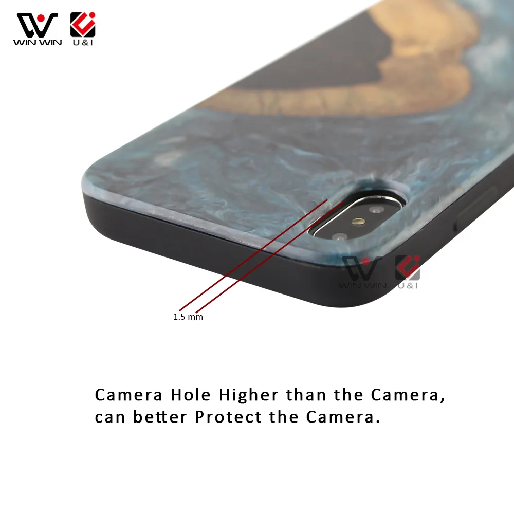 Deep Sea Water Natural Resin Solid Wood Phone Case For iPhone X XS XR XS Max