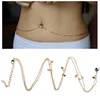 Belt Body Piercing Women Faceted Crystal Belly Body Chain with Bells Gem Navel Chain