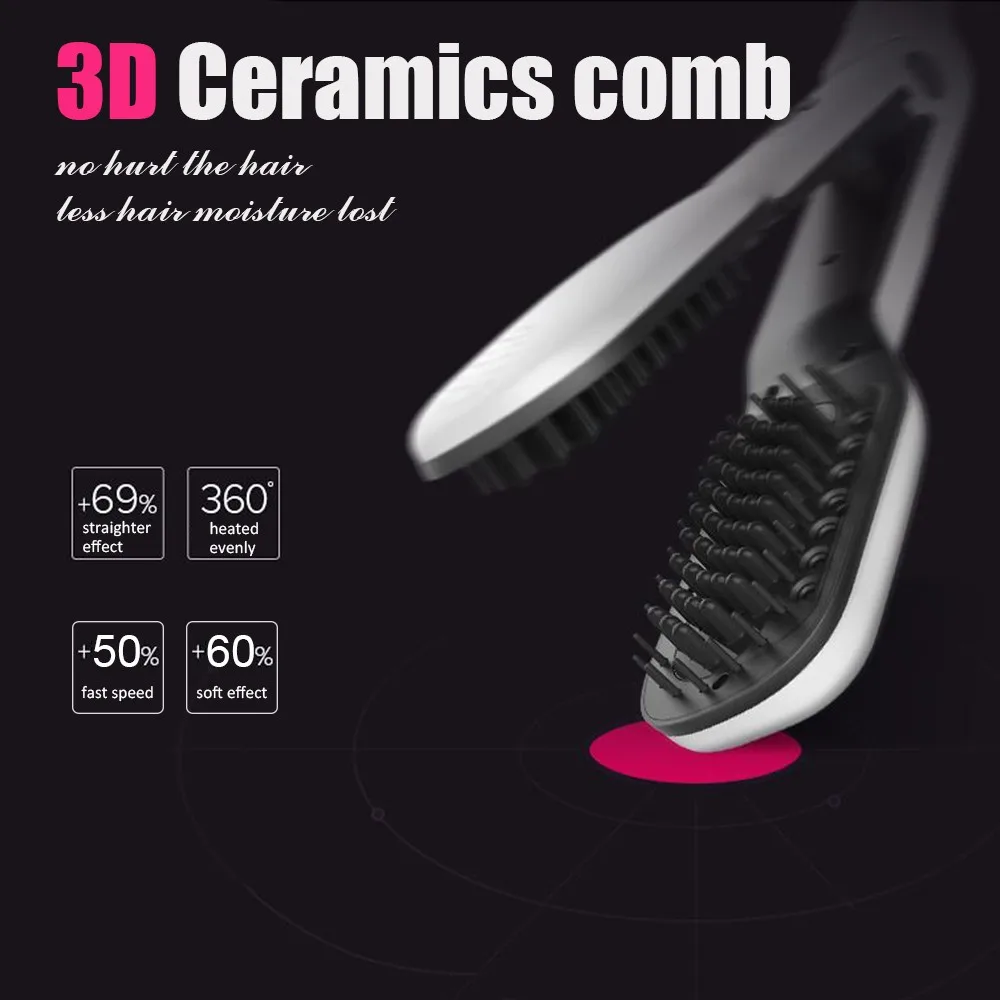 2016 Hot Innovative Argan Oil Infused Magical Hair Straightener Steamer with Brush