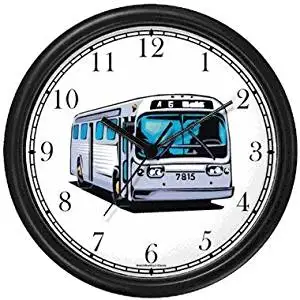City Municipal Transit Transportation Bus No.2 Wall Clock by WatchBuddy Timepieces (Black Frame)