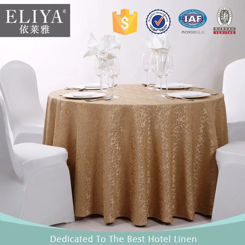 White Round Hotel Polyester Tablecloth Table Linen / Wedding Table