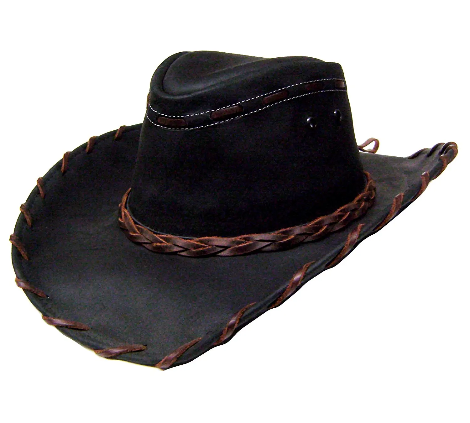 Sharpshooter Rendezvous Cavalier Swashbuckler Tea Party Black Leather Cowboy Hat