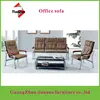 (office sofa factory)brown colour and chromed steel single sofa for office