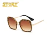 STORY FDY95532 Fashion Metal Frame Polygon Adjustable Nose Pad Lady Sunglasses
