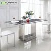 Black Painted Tempered Glass Dining Table With Stainless Steel Base