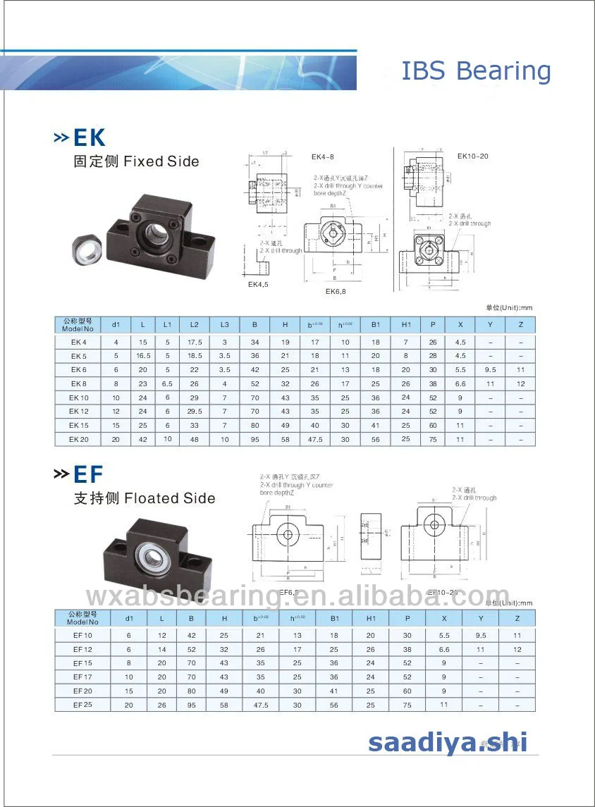 Thk Fixed Side Ball Screw Support Bearing Unit Ek10 Buy Screw Support