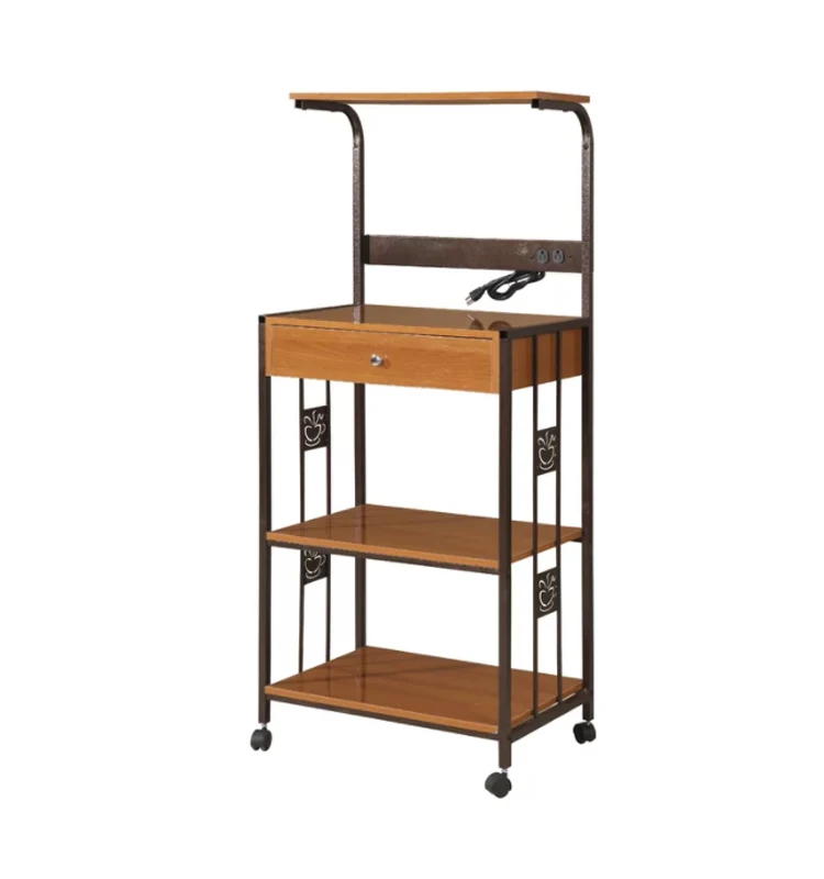 Cheap Tall Metal Wood Kitchen Corner Microwave Stand Cart With Storage