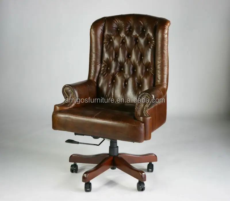 Chesterfield Leather High Back Office Chair With Warranty Chesterfield Leather High Back Office Chair With Warranty
