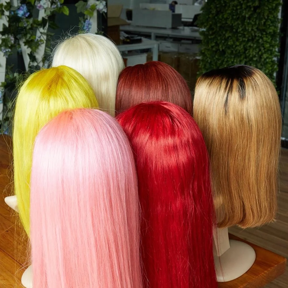 Brazilian ombre white blonde long and short bob wig