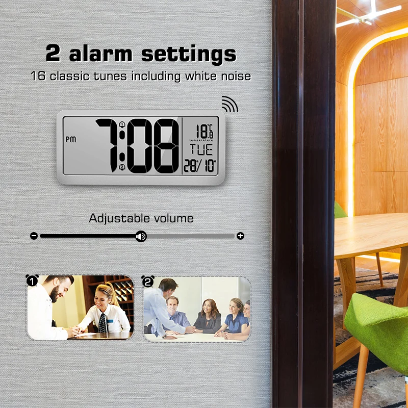 Elegant design large calendar digital electronic LCD display desk table clock for hotel room