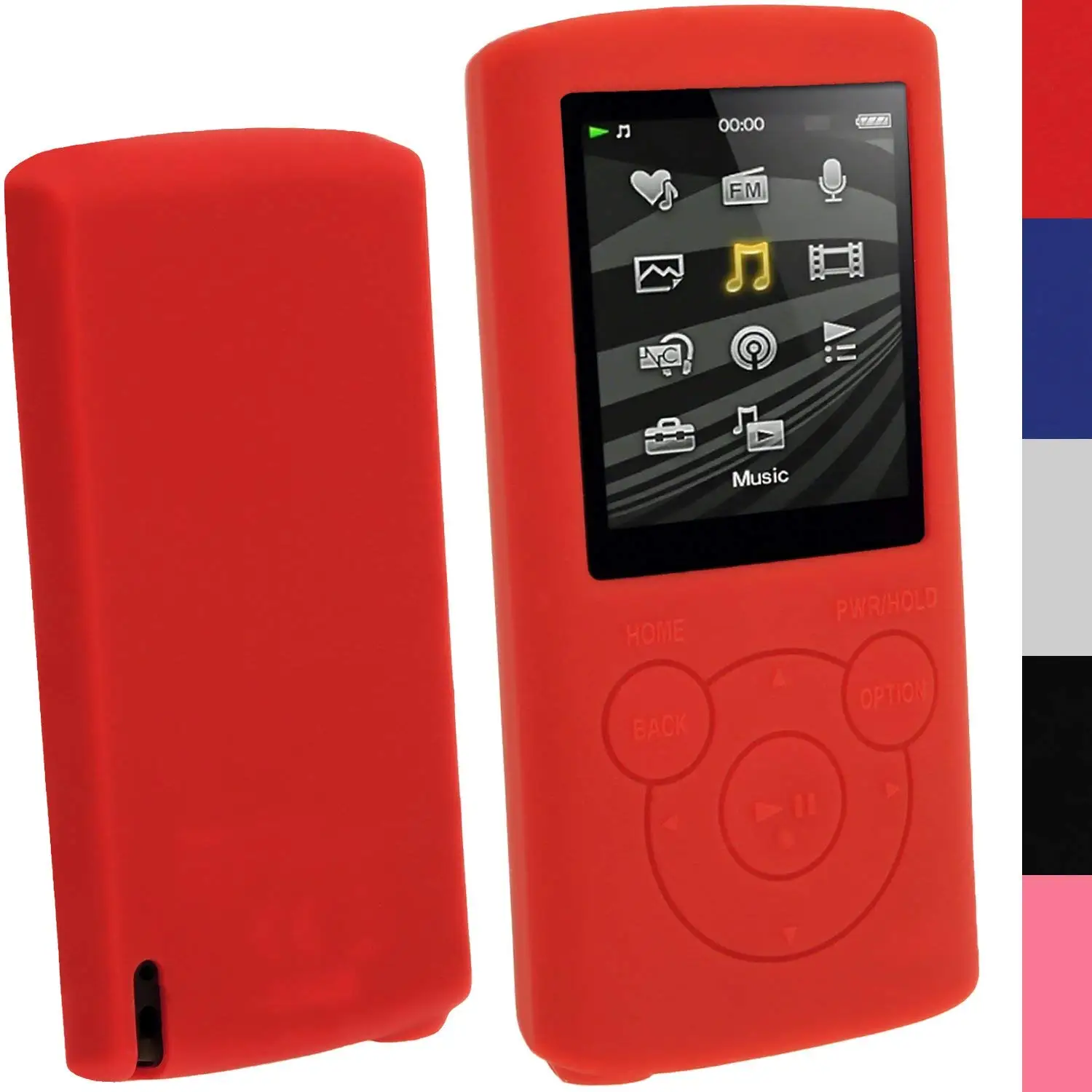 Get Quotations · iGadgitz Red Silicone Skin Case Cover for Sony Walkman NWZ-E384 4GB 8GB + Screen