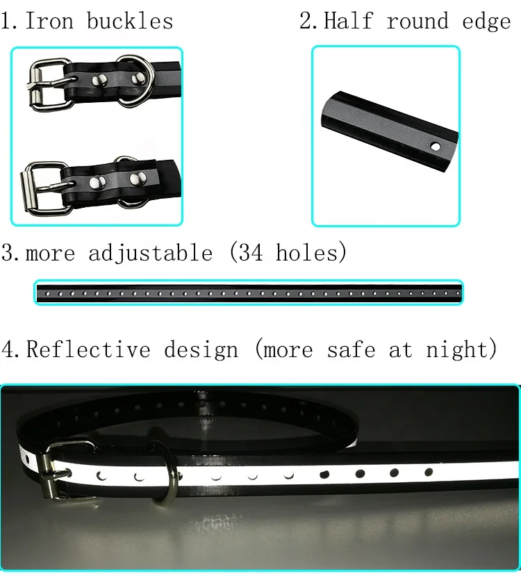 3/4 Inch Pet Trainer Replacement Reflective Tpu Training Dog Collar For