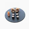 Natural black stone ware food serving tray round shape fruits slate tableware