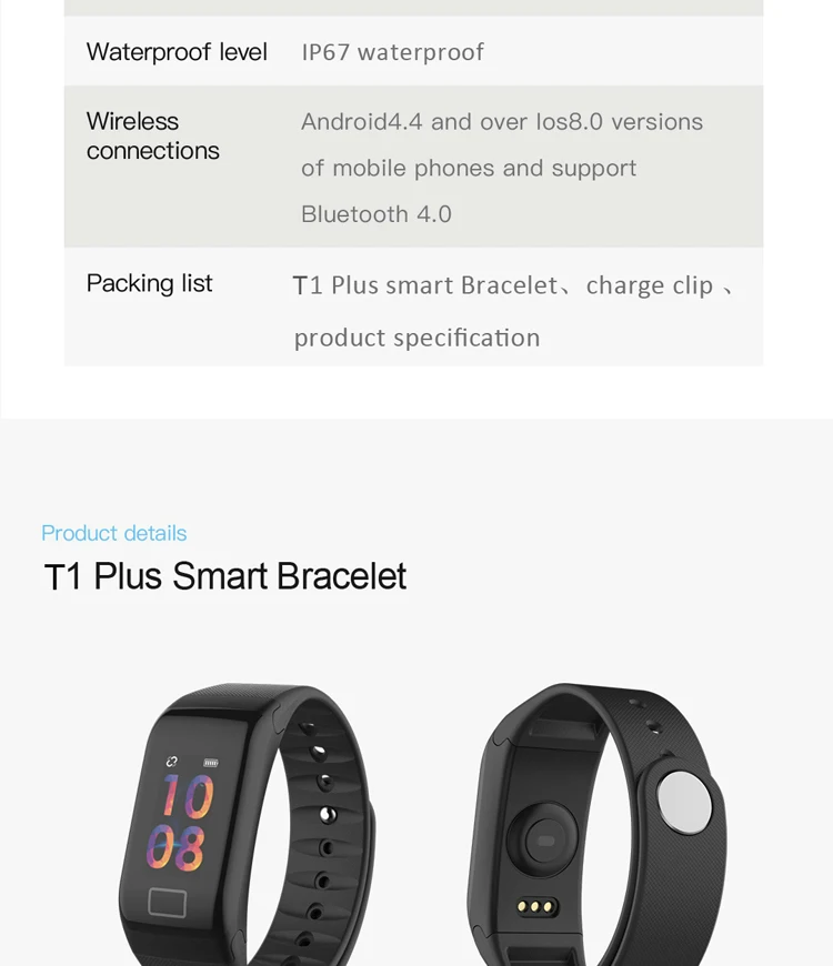 F1 Smart Bracelet Band Wristband Fitness Tracker F1 BT4.0 Smart band IP67 Heart Rate blood pressure Color OLED display