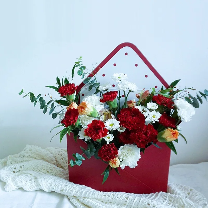 New Style Envelope Shaped Foldable Bouquet Cardboard Gift Box For