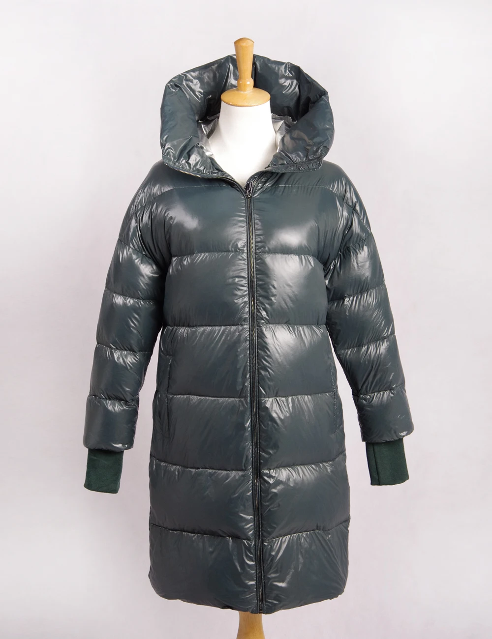 Download Shiny Nylon Women Long Down Jackets With Hooded Plus Size ...