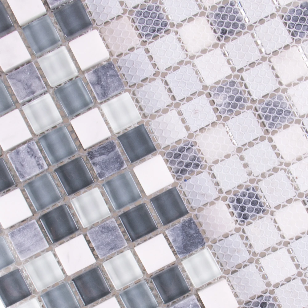 Italian handmade grey marble tile stone mozaic kitchen glass backsplash mosaic wall decor