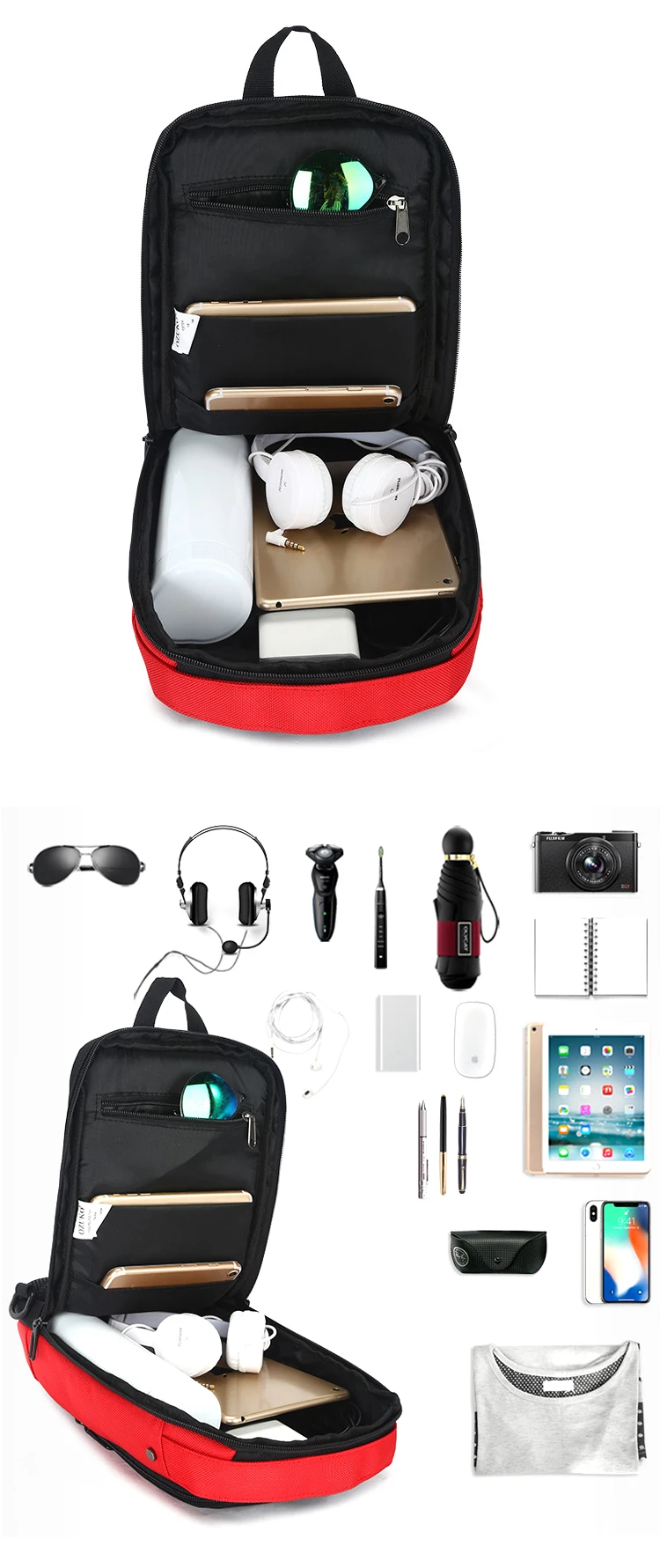 Latest brand design fashionable urban USB charging men's waterproof rucksack sling backpack mochilas satchel bag
