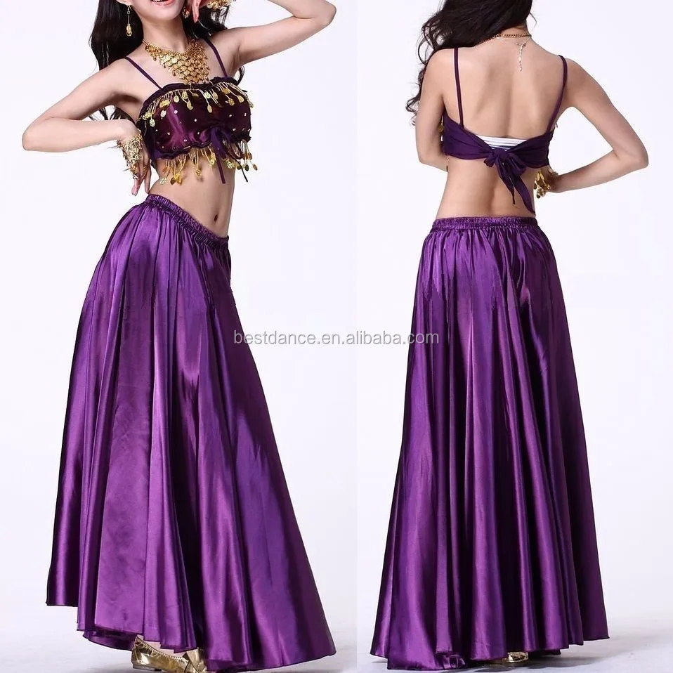 Women Satin Full Circle Maxi Skirt for Belly Dancing Clothing Tribal Costumes 